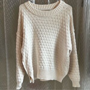 Aerie Soft Cream Oversized Cable Knit Sweater